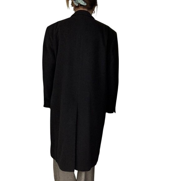 Vintage Mens 1970s Charcoal Gray Cashmere Blend Trench Coat Jacket 46R - Picture 7 of 10